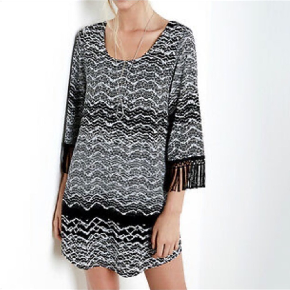 Karen Kane Citrus Twist Fringe Dress